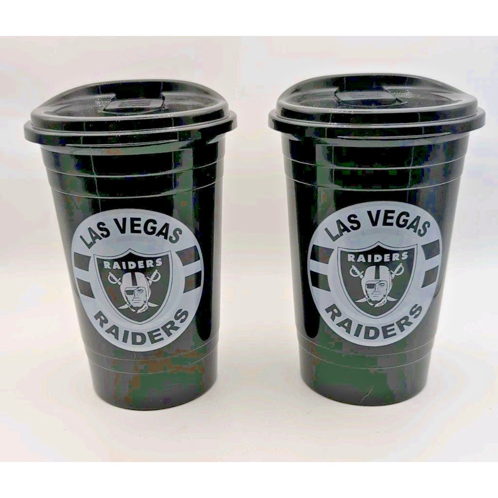Las Vegas Raiders Plastic tumbler Coffee Drink Cup Lid NFL  football set of 2
